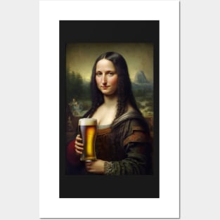 Mona Lisa Drinking Draught Beer Painting Posters and Art